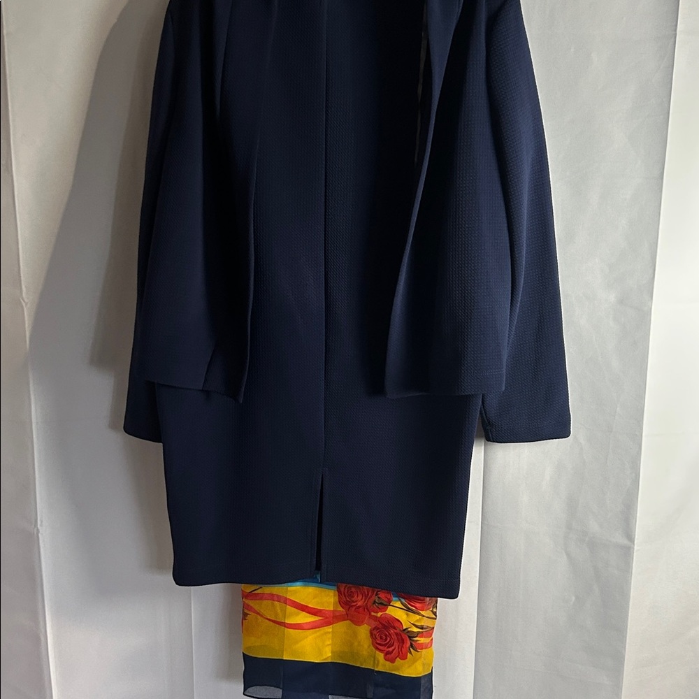 Elegant Navy Blue Skirt Suit Without Scarfs.